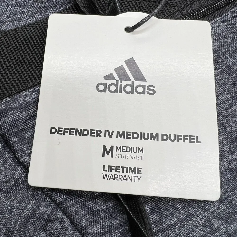 NEW adidas Defender IV Medium Duffel Bag Gray Black Blue 24